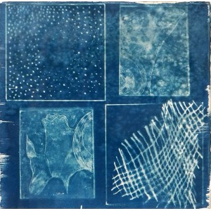 Sohaina Elia, Whispers in Blue I, 8 x 8 Inch, Cyanotype, AC-SOEL-009